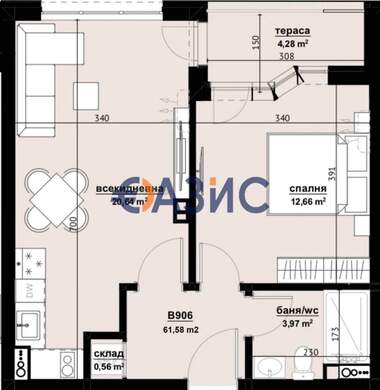 For sale - Apartment in Horizont,  Burgas