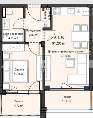 Satış - Apartman olarak Ostromila,  Plovdiv