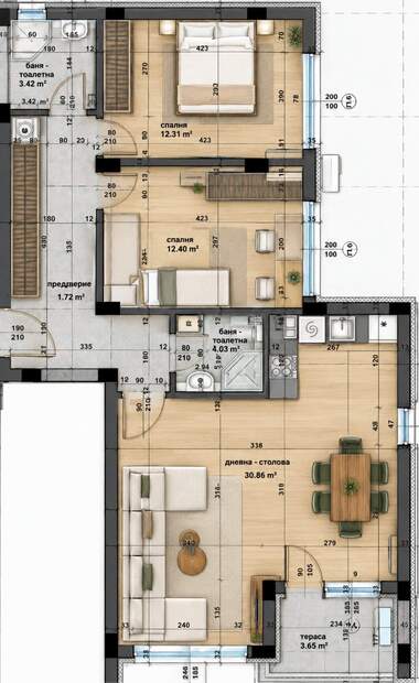 Satış - Apartman olarak Jeleznik-tsentar,  Stara Zagora