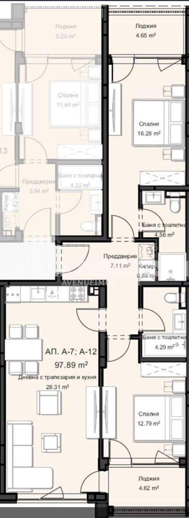Satış - Apartman olarak Ostromila,  Plovdiv
