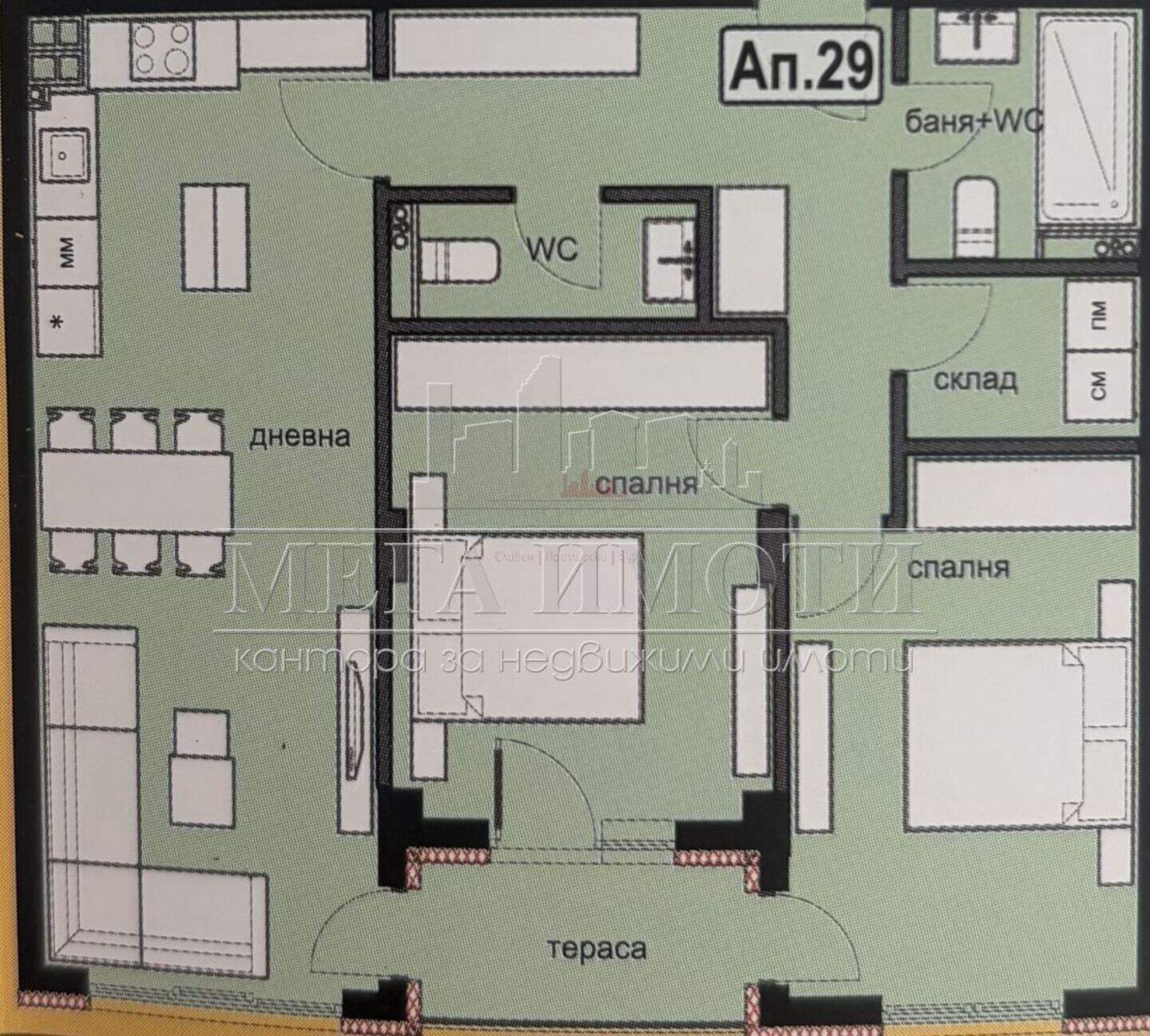 Тристаен Апартамент в Меден Рудник, Бургас – снимка 2