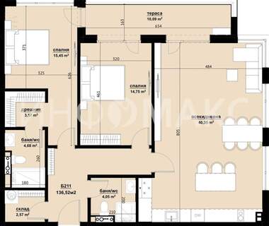 For sale - Apartment in Horizont,  Burgas