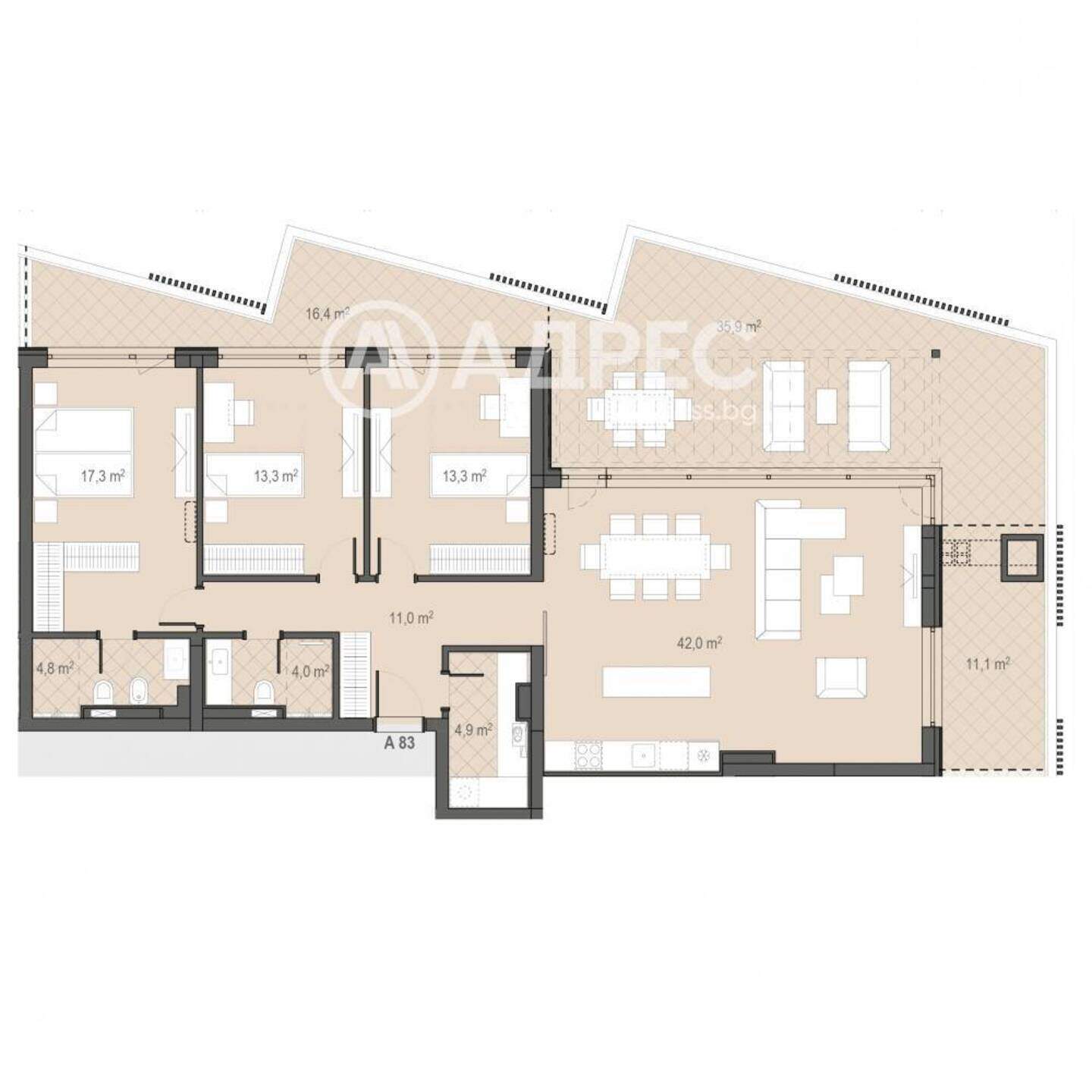 Dört odalı Apartman olarak Borovo, Sofia – fotoğraf 3