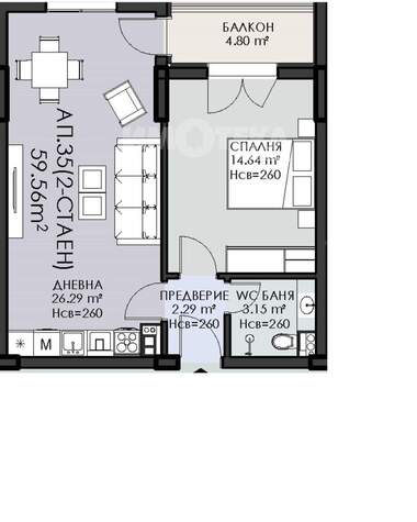Verkauf - Wohnung in Owtscha Kupel,  Sovia