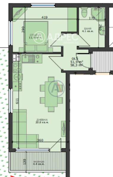 Vânzare - Apartament în Văzrajdane 4,  Varna