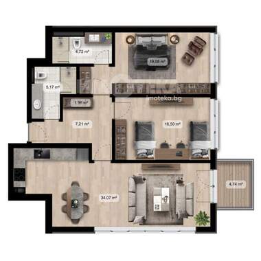 For sale - Apartment in Poligona,  Sofia