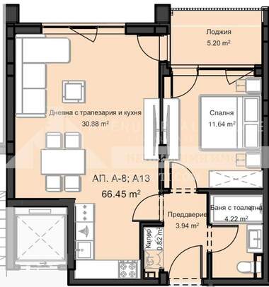 Satış - Apartman olarak Ostromila,  Plovdiv