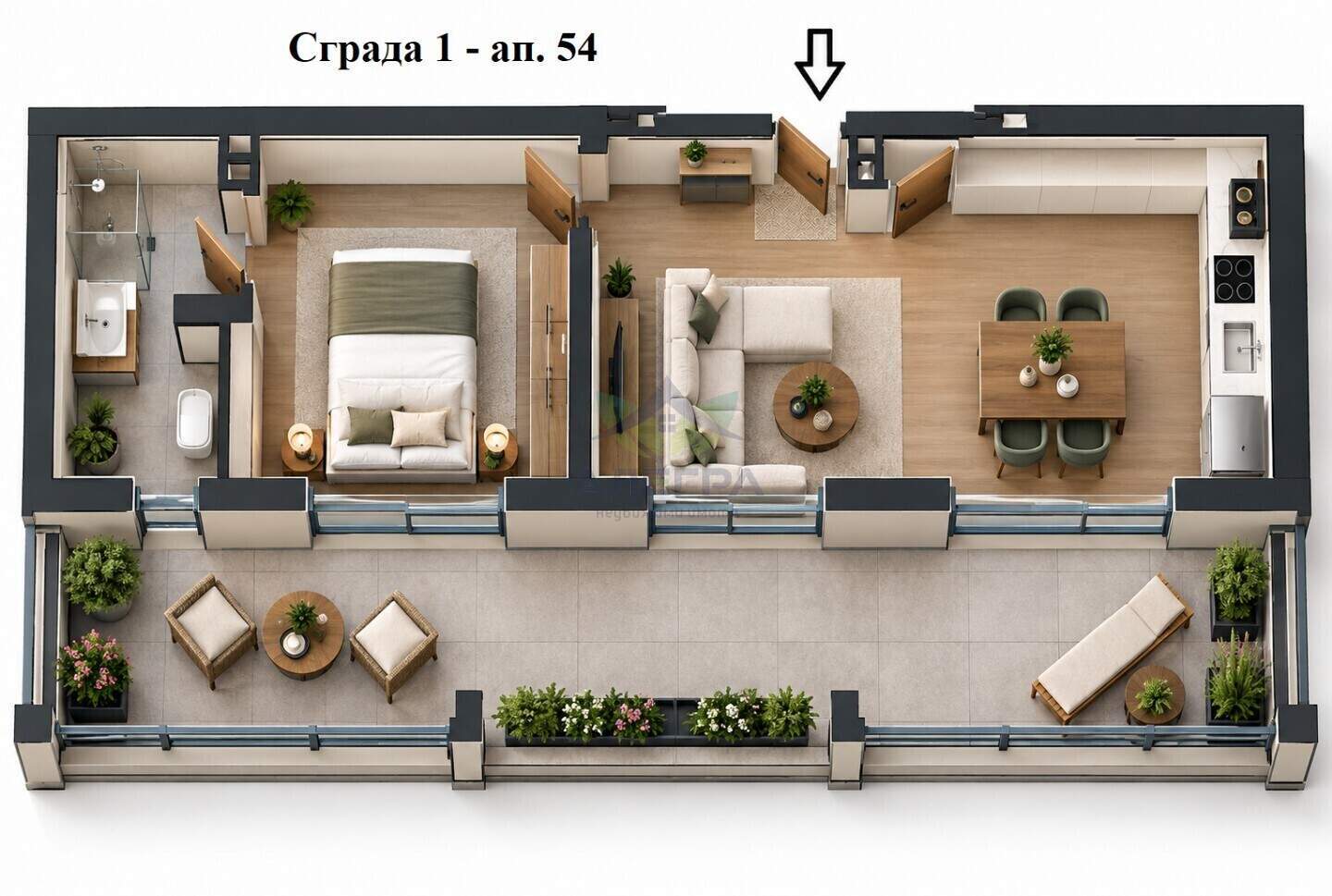 Двустаен Апартамент в Царица Йоанна, Пазарджик – снимка 2