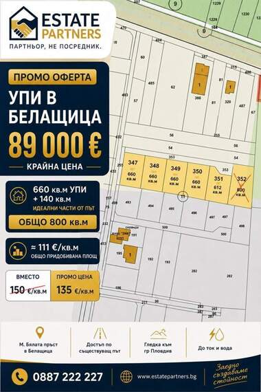 Satış - İnşaat arsası olarak Belashtica,  Plovdiv