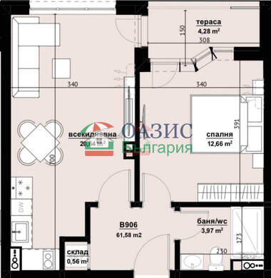 For sale - Apartment in Horizont,  Burgas