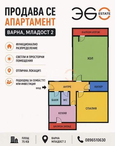 Продажа - Квартира в Младост 2,  Варна
