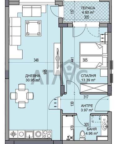 Satış - Apartman olarak Gagarin,  Plovdiv