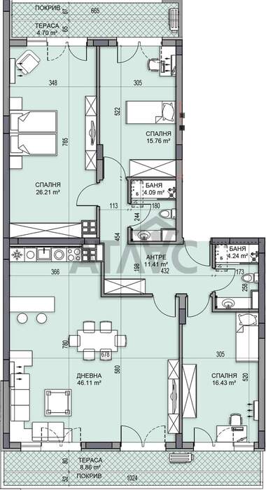 Satış - Apartman olarak Gagarin,  Plovdiv