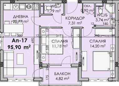 For sale - Apartment in Horizont,  Burgas