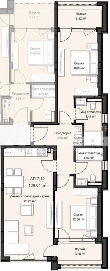 Satış - Apartman olarak Ostromila,  Plovdiv