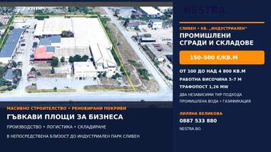 Продажба - Промишлено помещение/Складово помещение/Склад в Промишлена зона,  Сливен